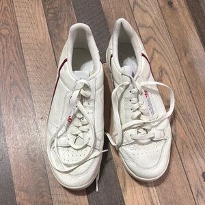 Adidas White Sneakers with Red Accents